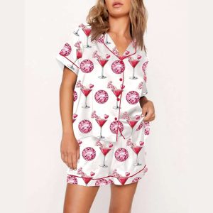 Valentines Day Cocktail Glass Pajama Set1