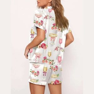 Valentine Petals And Prosecco Watercolor Pajama Set2