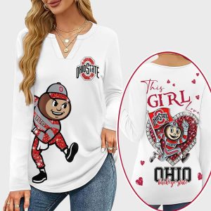 This Girl Love Ohio State V-neck Long Sleeve Shirt