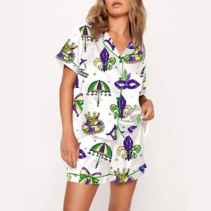 Coquette Mardi Gras Bow Pajama Set1