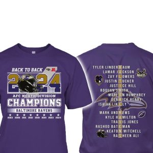 Back To Back 2024 AFC North Division Champions Ravens Shirt 1