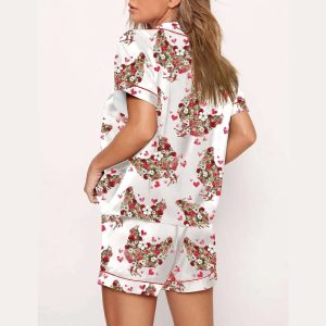 Floral Chicken Valentine Print Pajama Set2