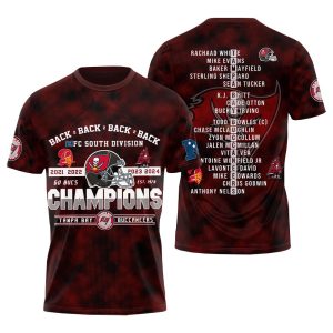 Buccaneers Back To Back NFC South Division Champions 3D Shirt