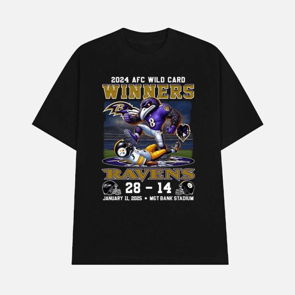 2024 AFC Wild Card Winners Ravens 28-14 Steelers Shirt