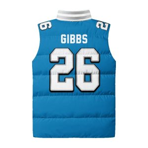 Gibbs 26 Detroit Football 3D Unisex Puffer Vest1