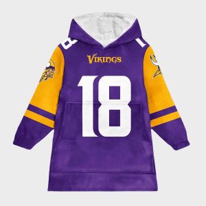 Vikings Jefferson 18 Football Unisex Blanket Hoodie