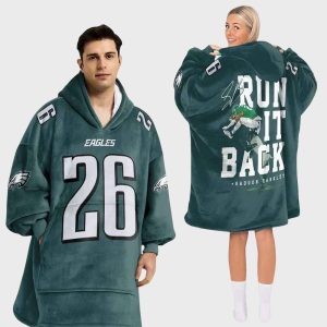 Eagles 26 Run It Back Football Unisex Blanket Hoodie 2