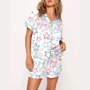 Colorful Stars Print Pajama Set1