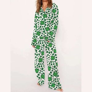 St Patricks Day Clover Camo Pajama Set1