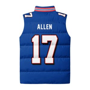 Allen 17 Buffalo Football 3D Unisex Puffer Vest2