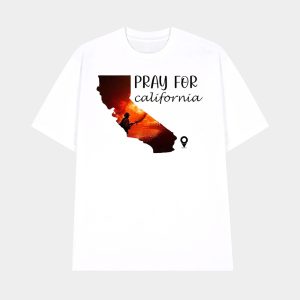 Pray For California Printed V Neck T Shirt 1