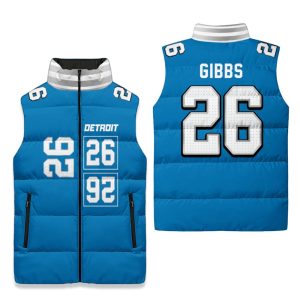 Gibbs 26 Detroit Football 3D Unisex Puffer Vest