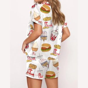 Chicken Nuggets Fast Food Satin Pajama Set1