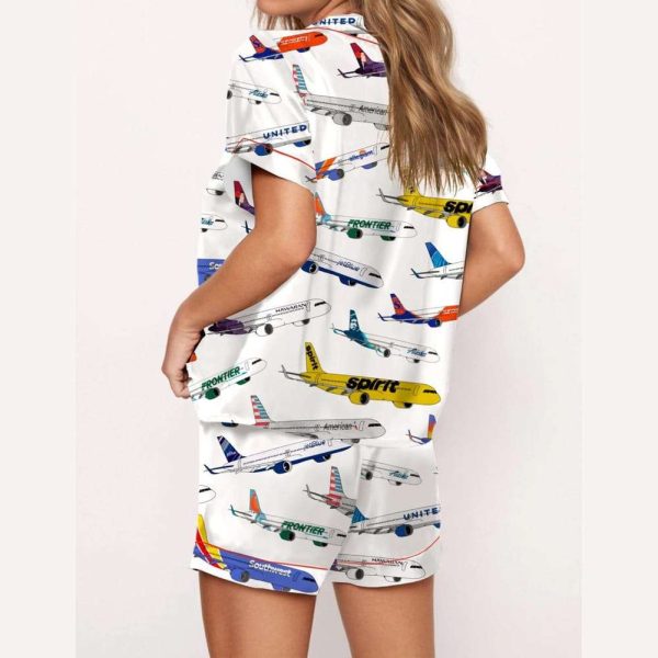 Airline Aircraft Satin Pajama Set For Women