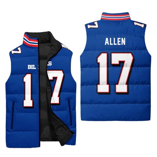 Allen 17 Buffalo Football 3D Unisex Puffer Vest