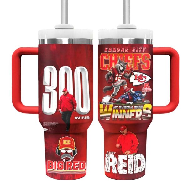 Andy Reid 300 Wins Chiefs Handle Tumbler