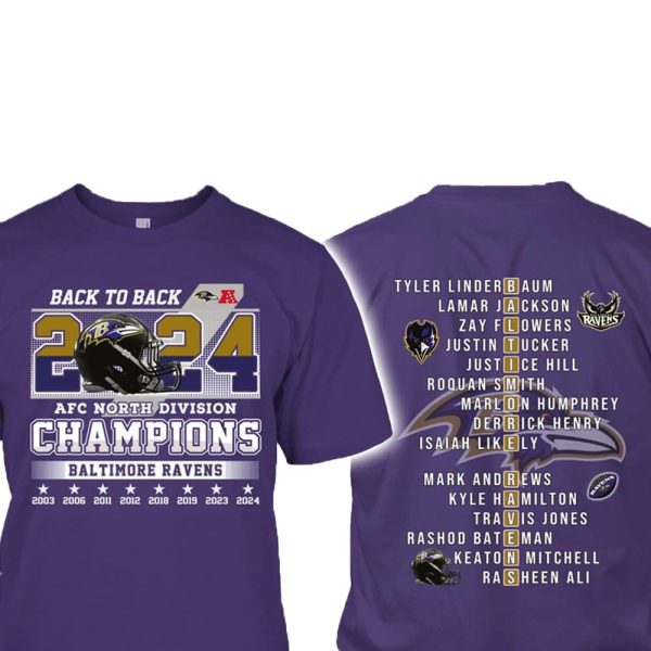 Back To Back 2024 AFC North Division Champions Ravens Shirt