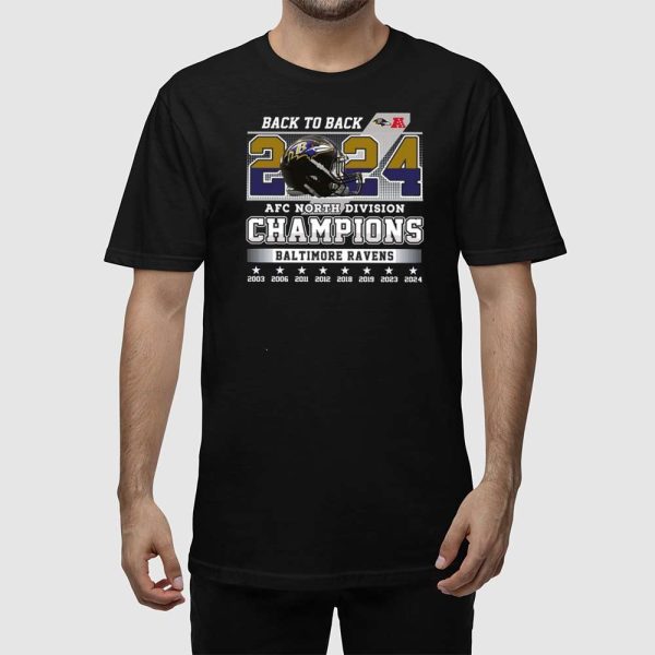 Back To Back 2024 AFC North Division Champions Ravens Shirt