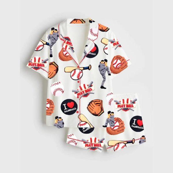 Baseball Game Satin Pajama Set