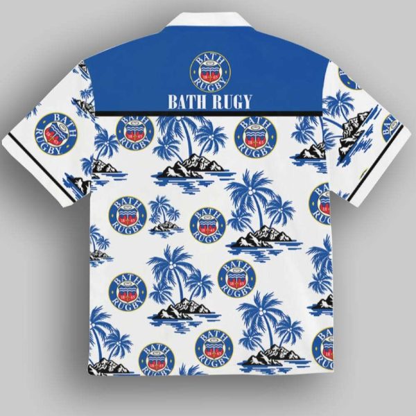 Bath Rugby Premiership Rugby Tropical Tree Custom Name Hawaiian Shirt