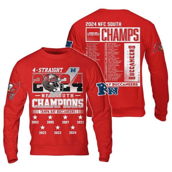 Buccaneers 4-Straight 2024 NFC South Champions Shirt