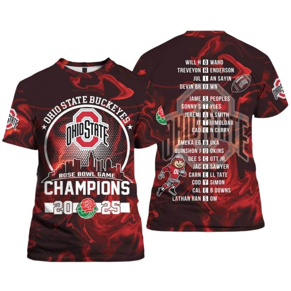 Buckeyes Football Rose Bowl Game Champions 2025 Shirt