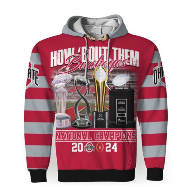 Buckeyes Plucked The Ducks Hooked The Hooked Stomped The Irish 2024 National Champions 3D Hoodie