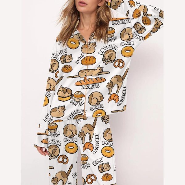 Cat Bread Satin Pajama Set