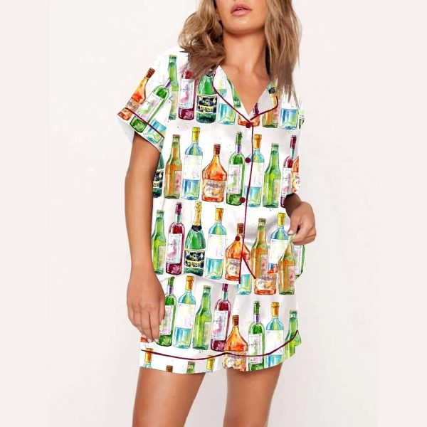 Champagne Cognac Wine Beer Print Pajama Set