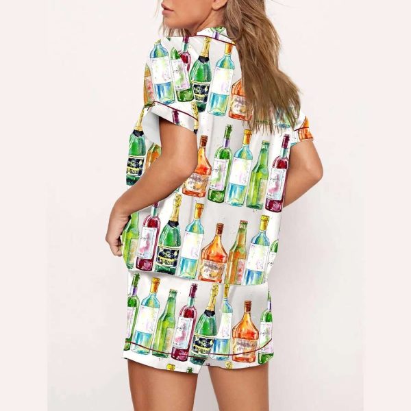 Champagne Cognac Wine Beer Print Pajama Set