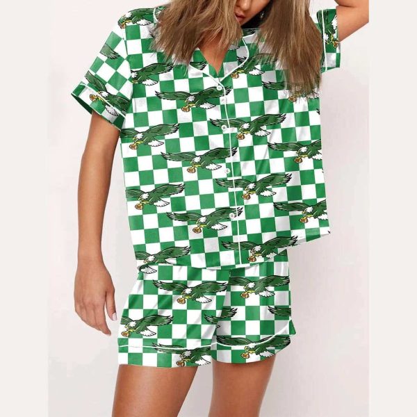 Checkerboard Eagles Print Pajama Set