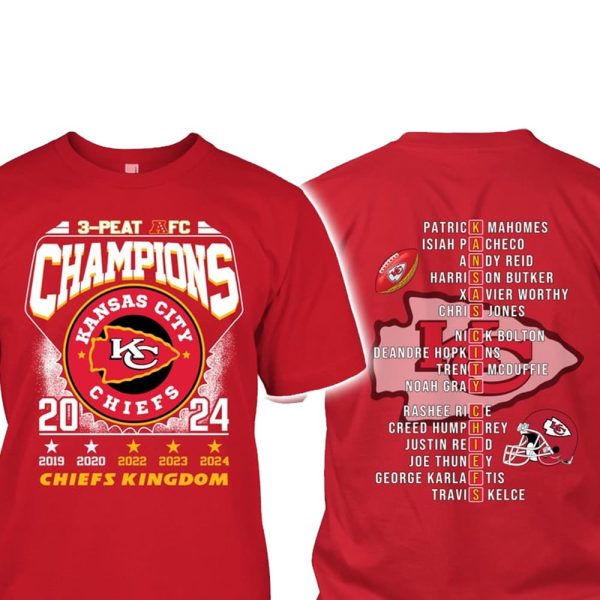 Chiefs 3-Peat AFC Champions 2024 Shirt