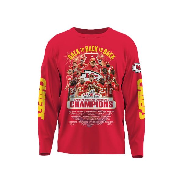 Chiefs Back To Back To Back AFC Champions 2025 Shirt