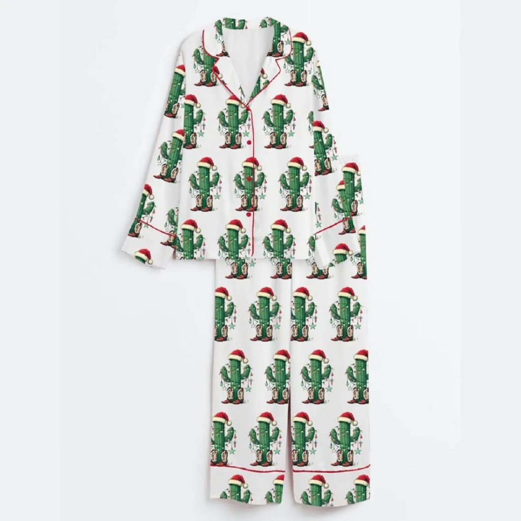 Christmas Cactus Satin Pajama Set