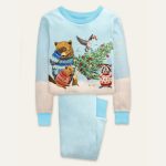 Christmas Tree Animal Art Print Pajama Set