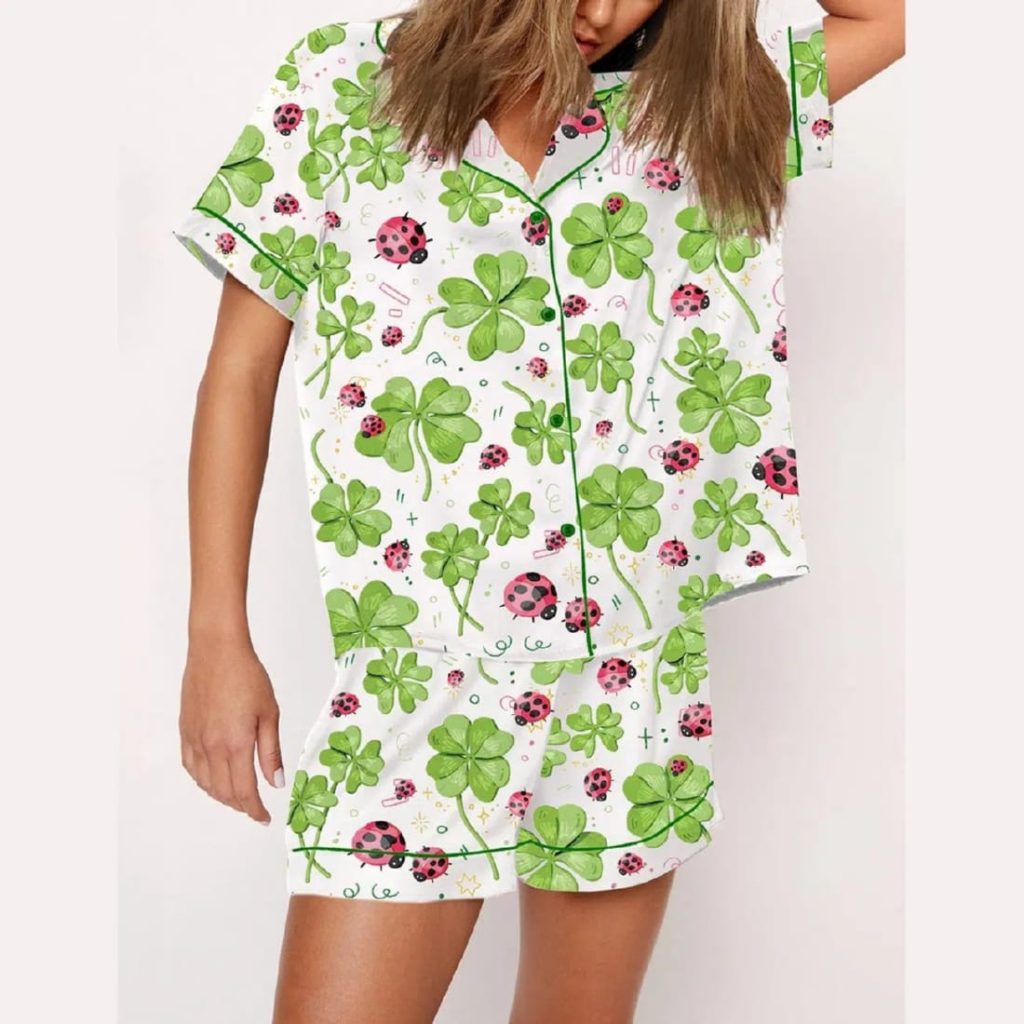 Clover Insect St Patrick Art Print Pajama Set