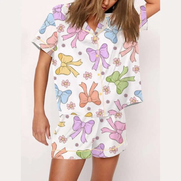 Colorful Bow Print Pajama Set