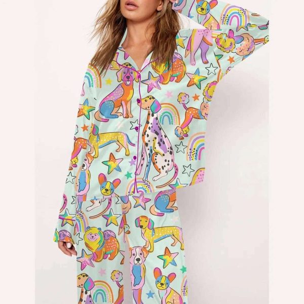 Colorful Dalmatian Print Pajama Set