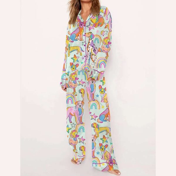 Colorful Dalmatian Print Pajama Set