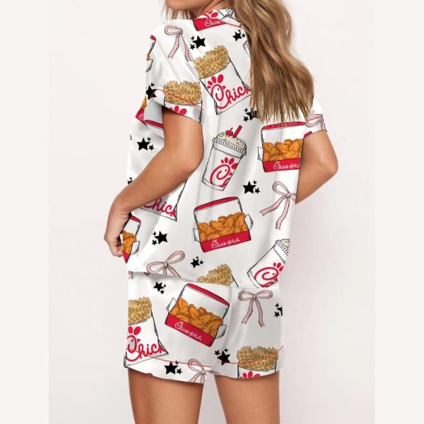 Coquette Chicken Nuggets Satin Pajama Set