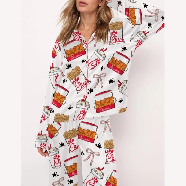 Coquette Chicken Nuggets Satin Pajama Set