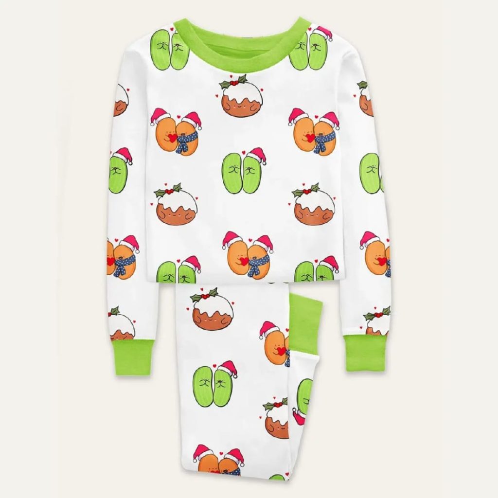 Cute Food Beans Christmas Art Print Pajama Set