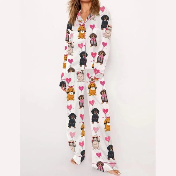 Dachshund Cute Dog Valentines Day Pajama Set