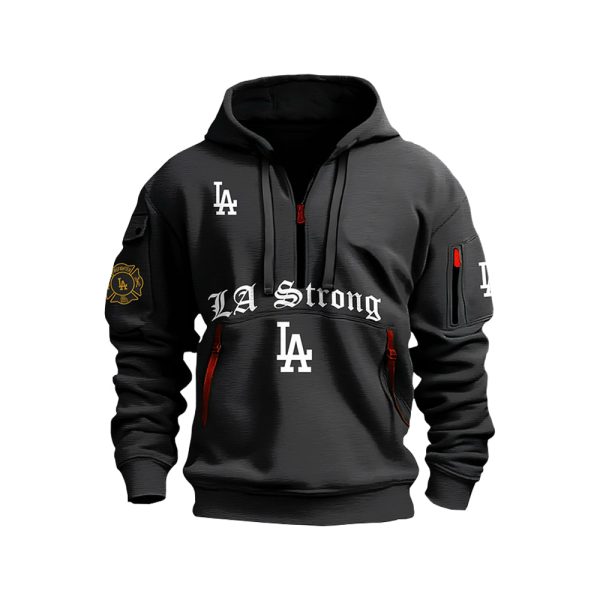 Dodgers LA Strong Thank You First Responders Quarters Zip Hoodie