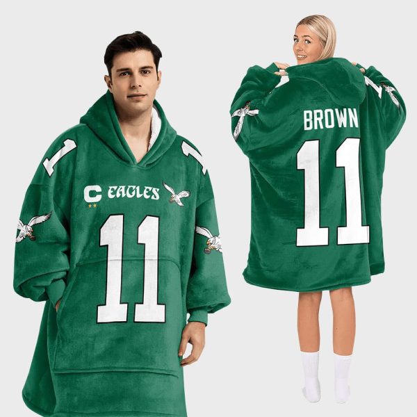 Eagles Captain Brown 11 Football Unisex Blanket Hoodie