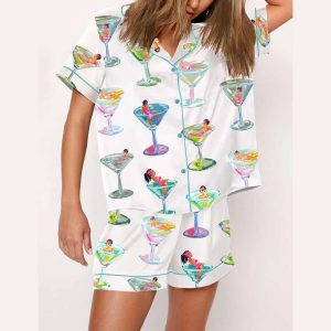 Womens In Martini Print Pajama Set