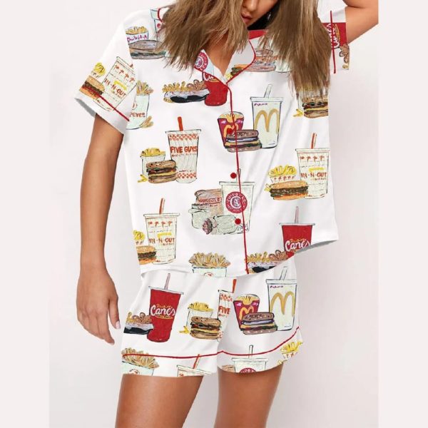 Fast Food Chicken Nuggets Happy Drinks Pajama Set