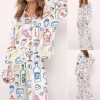 Food And Drinks Satin Pajama Set