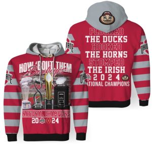 Buckeyes Plucked The Ducks Hooked The Hooked Stomped The Irish 2024 National Champions 3D Hoodie