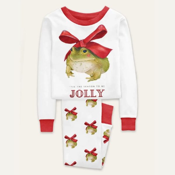 Frog Christmas Tis The Season To Be Jolly Art Print Pajama Set